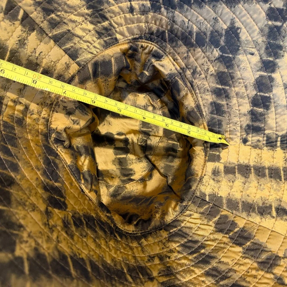 Oseree Reversible Bucket Hat Gold Tie Dye Gold Metallic Lurex Wide Brim Lumiere - Picture 10 of 10